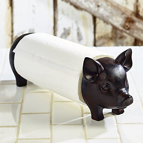 Farmhouse Pig Paper Towel Holder - Decorative Standing Utensil for Kitchens