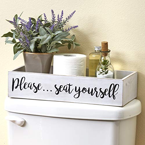 Toilet Tank Topper Tray - Please Seat Yourself - Novelty Bathroom Décor