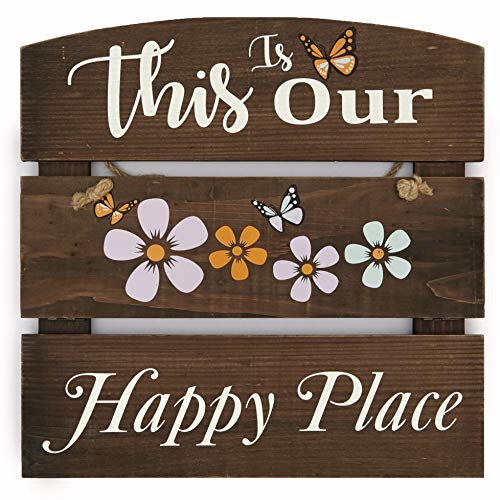 This is Our Happy Place Wall Hanging Sign with Flip-Down Shelf